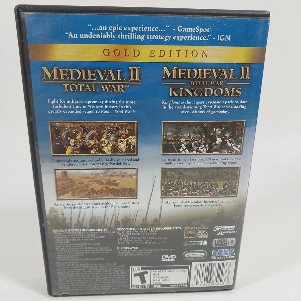 Medieval II Gold Edition Total War, Total War‎ Kingdoms PC DVD 2 Discs W/manual